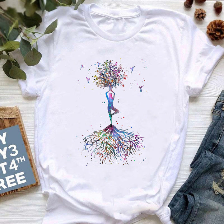 T-shirt imprimé coloré Olivenorma Bouddha Yoga Méditation - Arbre de vie #2 - 2XL - image 10