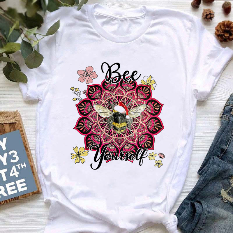 T-shirt imprimé coloré Olivenorma Bouddha Yoga Méditation - Lotus et abeille - 2XL - image 18