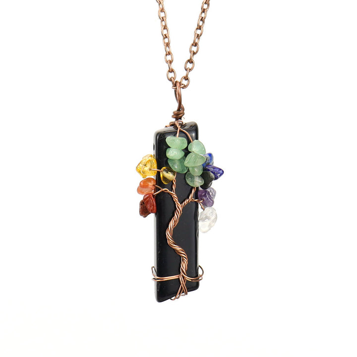 Collier pendentif rectangulaire en pierre naturelle avec Olivenorma
