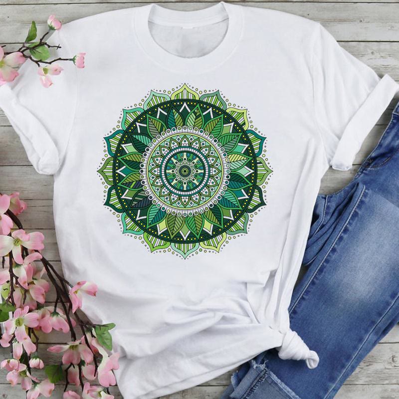 T-shirt en coton Olivenorma imprimé éléphant et lotus coloré - Lotus vert - 2XL - image 15