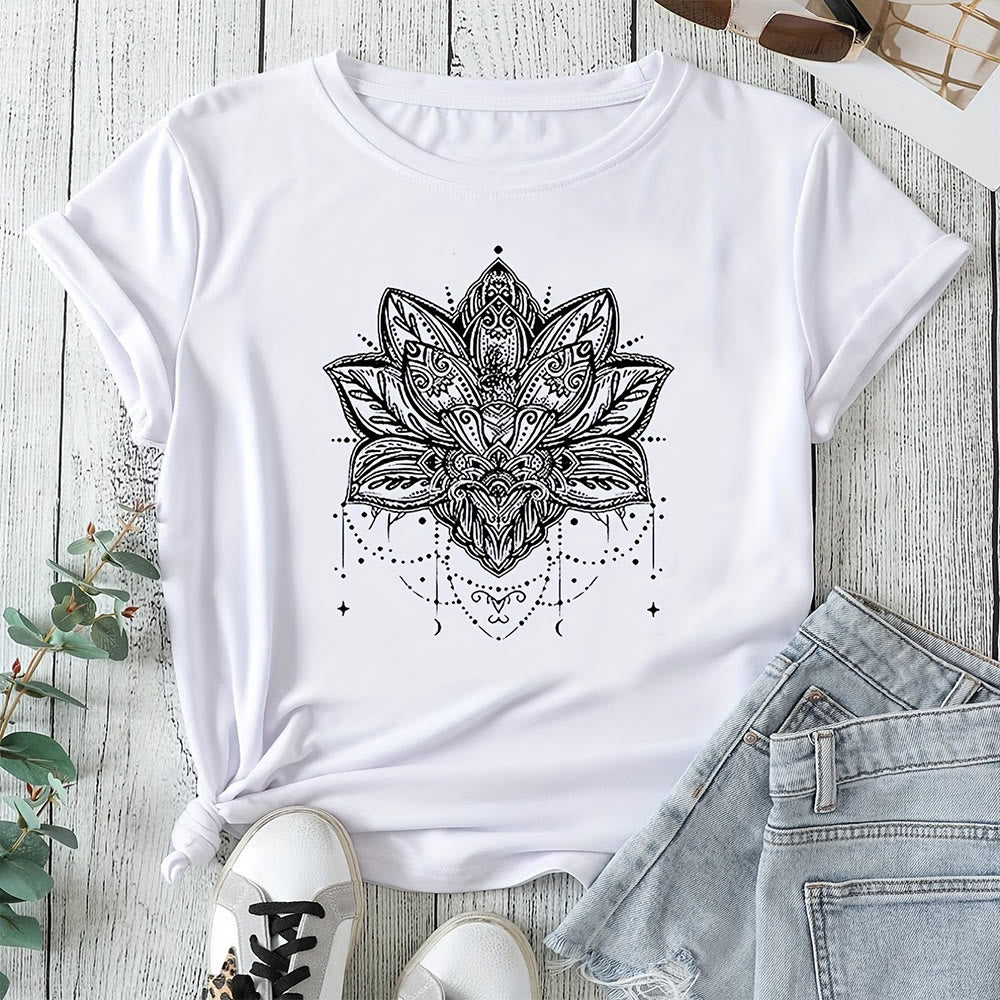 T-shirt respirant à manches courtes pour femme Olivenorma Lotus Fashion - Blanc - 2XL - image 3