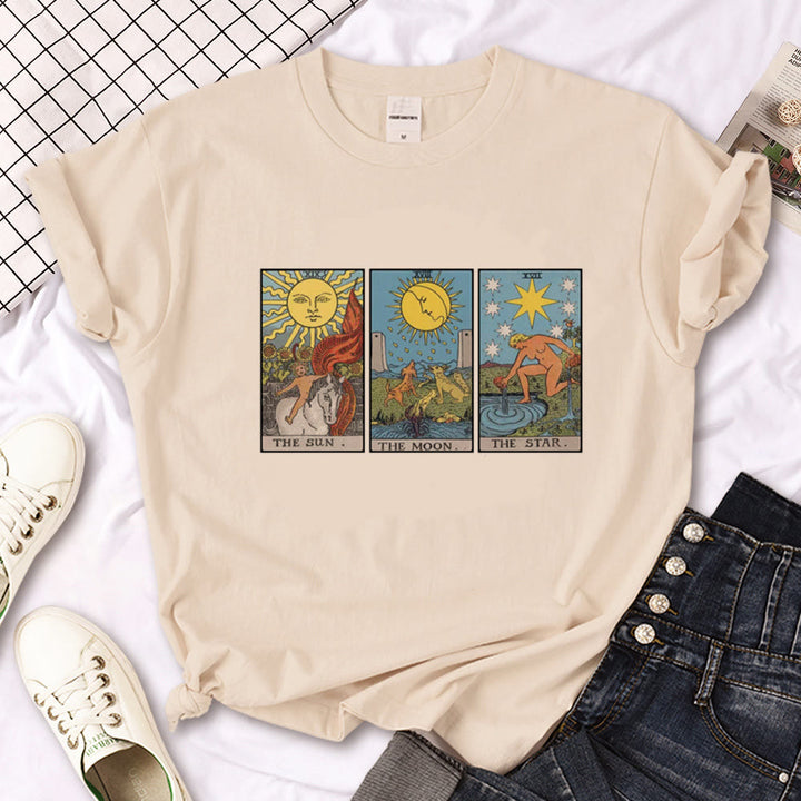 T-shirt kaki imprimé gothique Olivenorma Witch Triple Moon