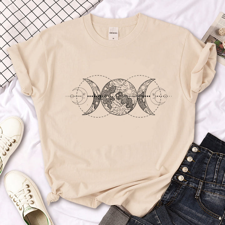 T-shirt kaki imprimé gothique Olivenorma Witch Triple Moon - Double Lune Blanche - 2XL - image 4