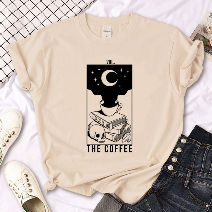 T-shirt kaki imprimé gothique Olivenorma Witch Triple Moon - Le café blanc - 2XL - image 3