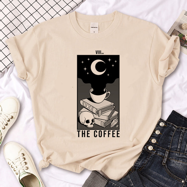 T-shirt kaki imprimé gothique Olivenorma Witch Triple Moon - Le café noir - 2XL - image 2