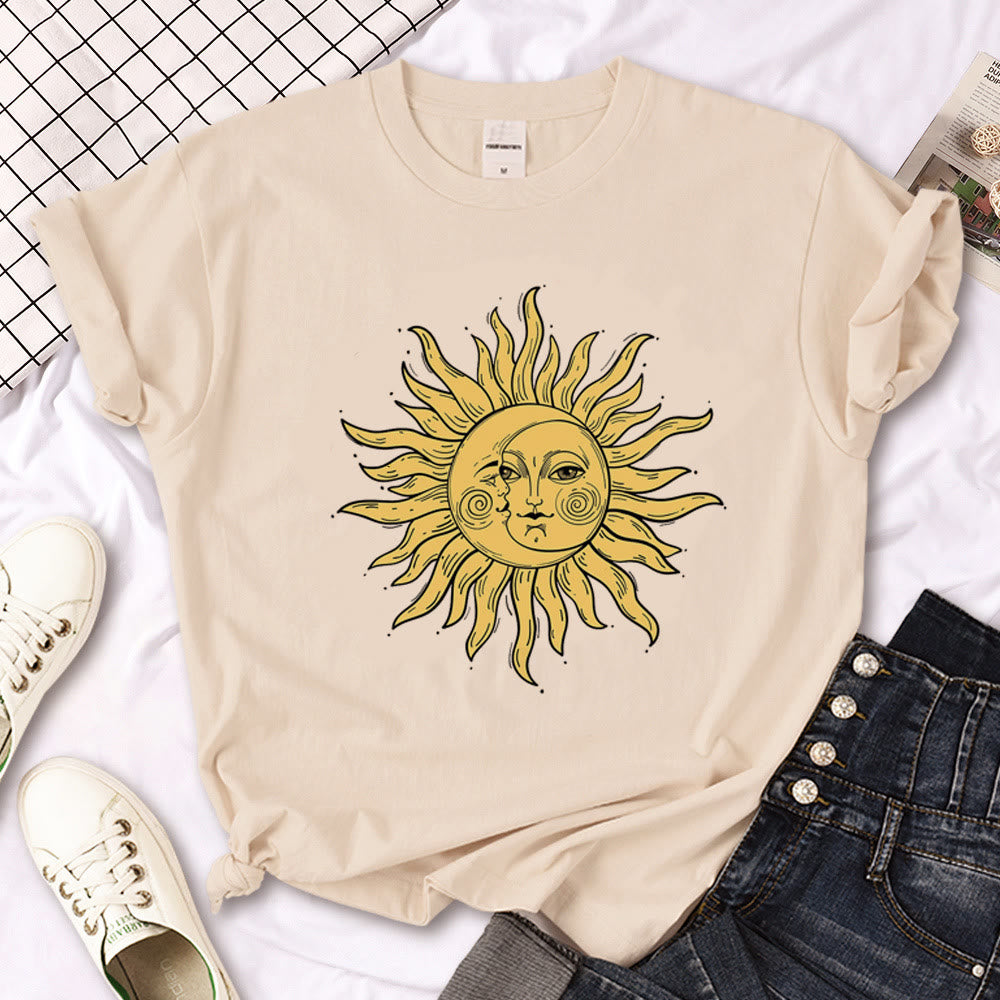 T-shirt kaki imprimé gothique Olivenorma Witch Triple Moon - Soleil et Lune jaunes - 2XL - image 9