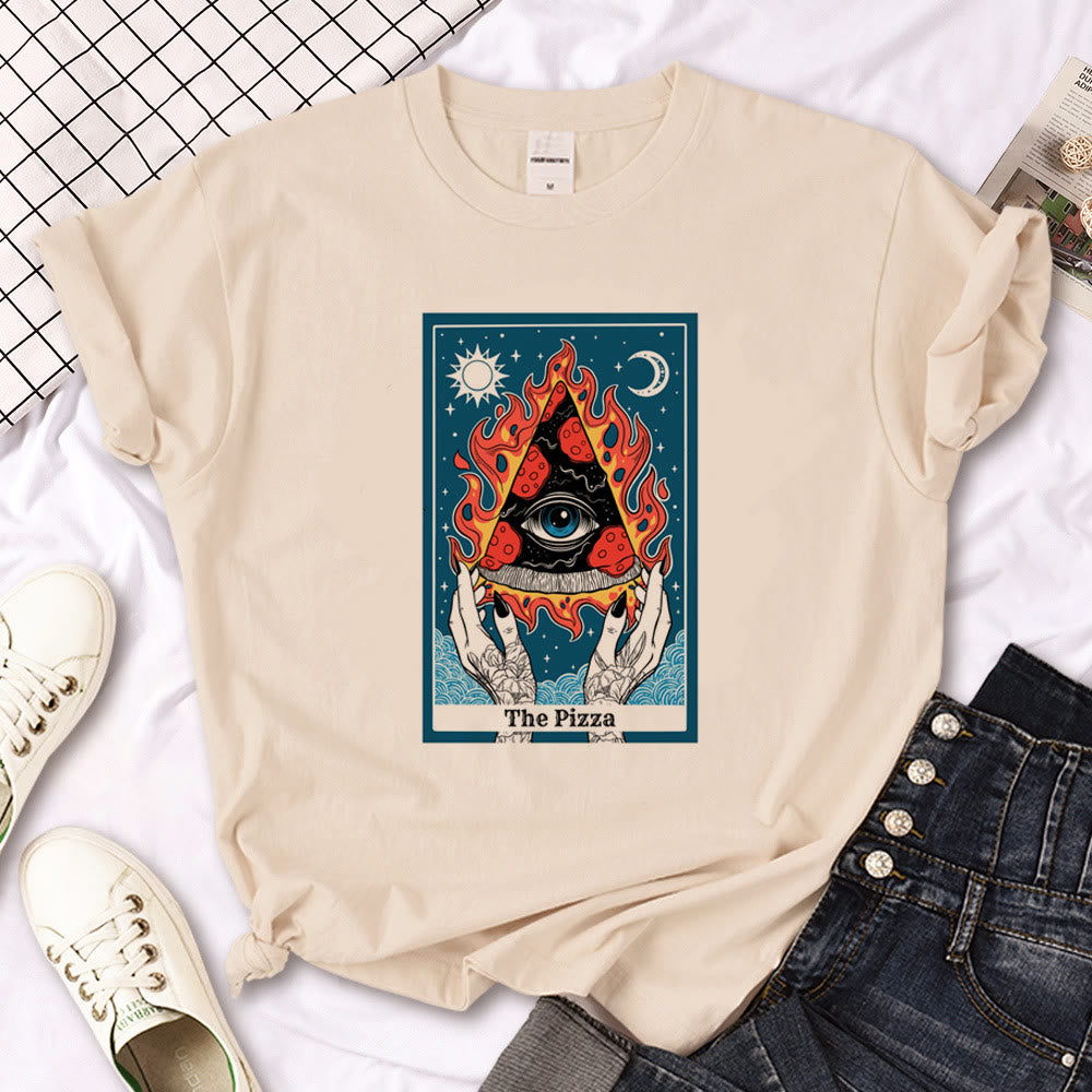 T-shirt kaki imprimé gothique Olivenorma Witch Triple Moon - Tarot et la pizza - 2XL - image 13