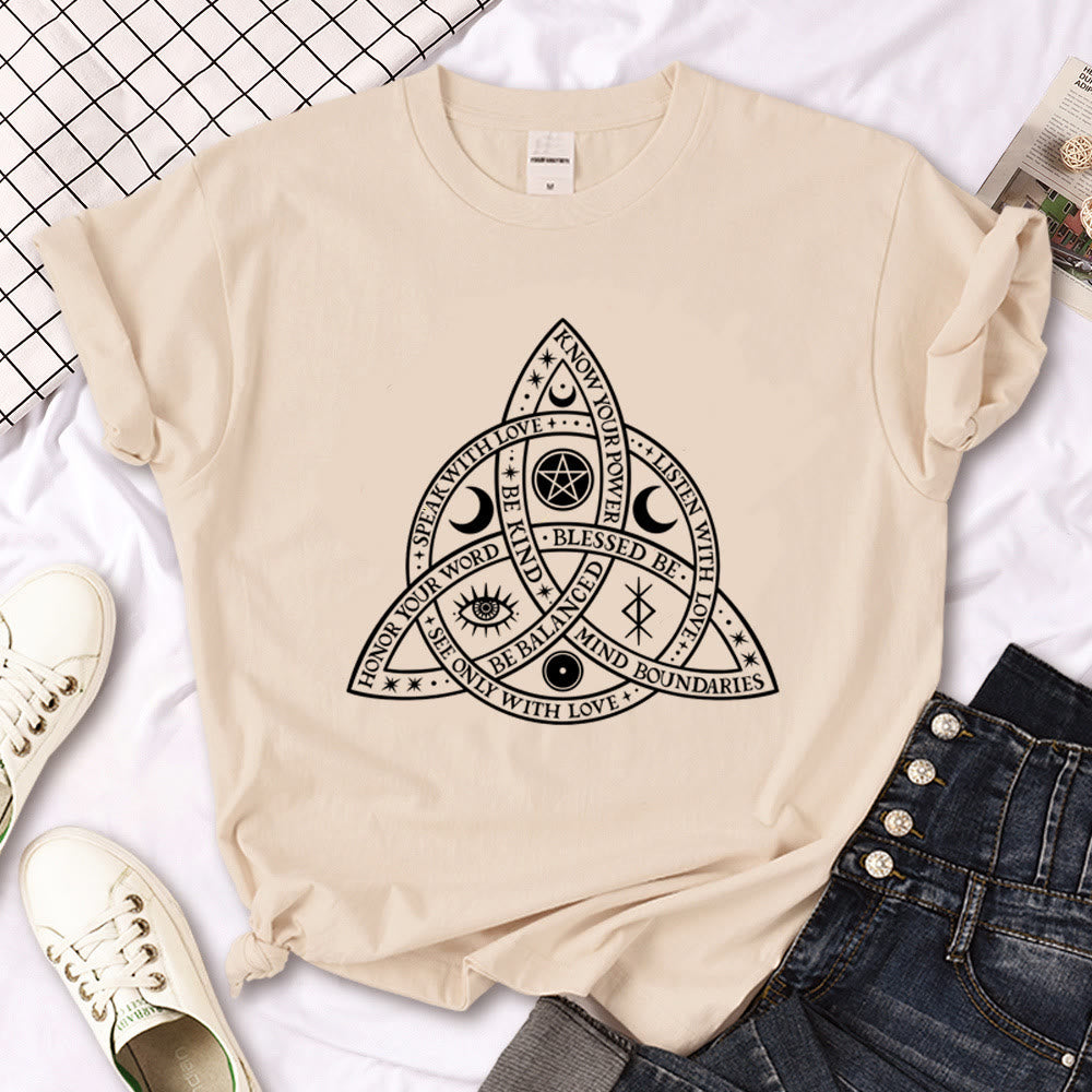 T-shirt kaki imprimé gothique Olivenorma Witch Triple Moon - Triquetra - 2XL - image 19