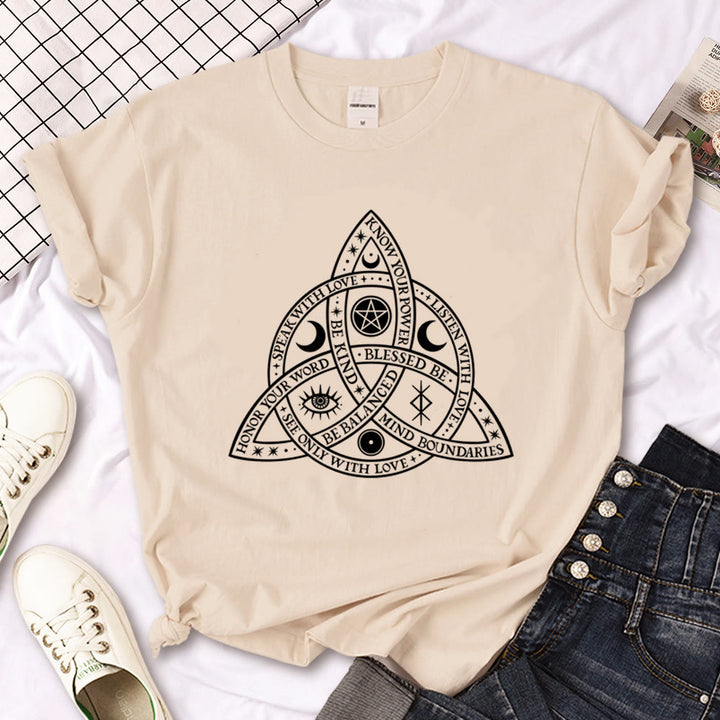 T-shirt kaki imprimé gothique Olivenorma Witch Triple Moon
