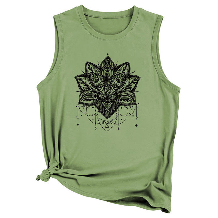 T-shirt sans manches imprimé Lotus Olivenorma
