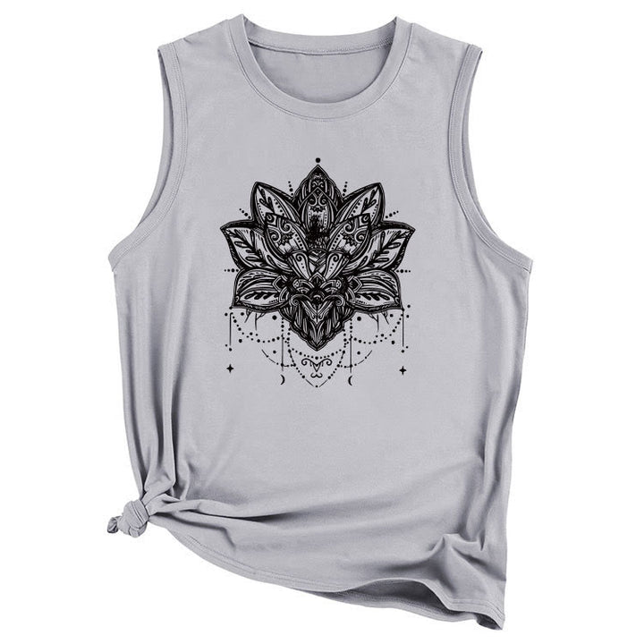 T-shirt sans manches imprimé Lotus Olivenorma