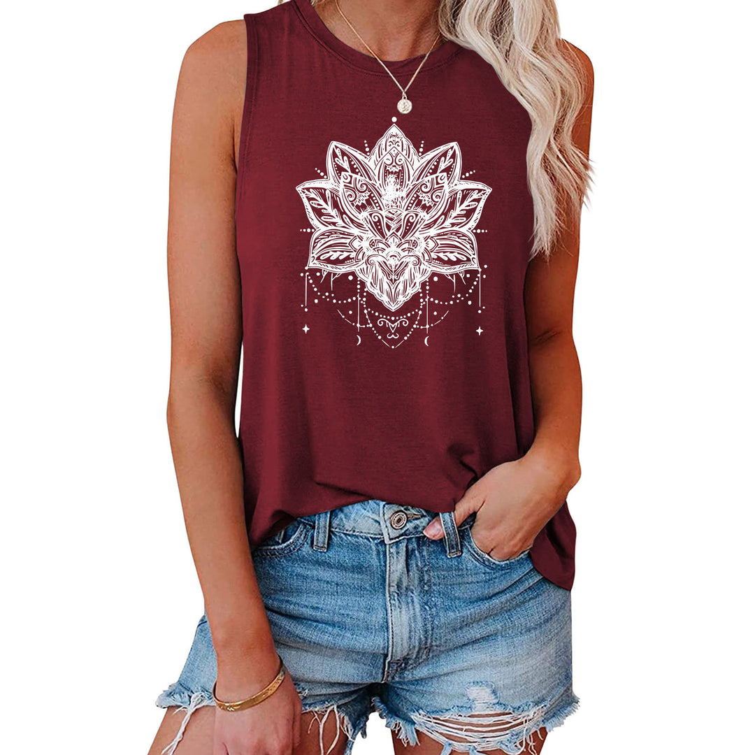 T-shirt sans manches imprimé Lotus Olivenorma - Rouge vin - XL - image 11
