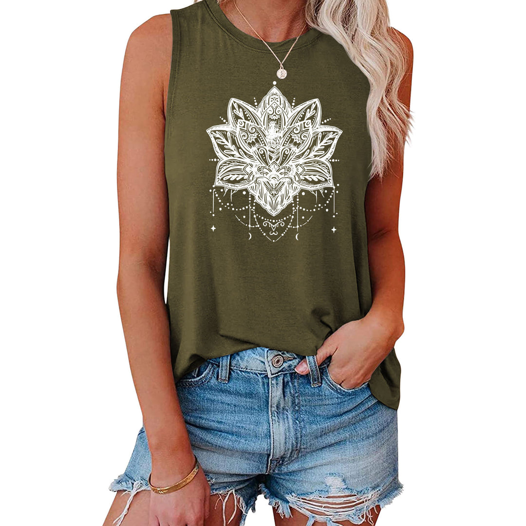 T-shirt sans manches imprimé Lotus Olivenorma