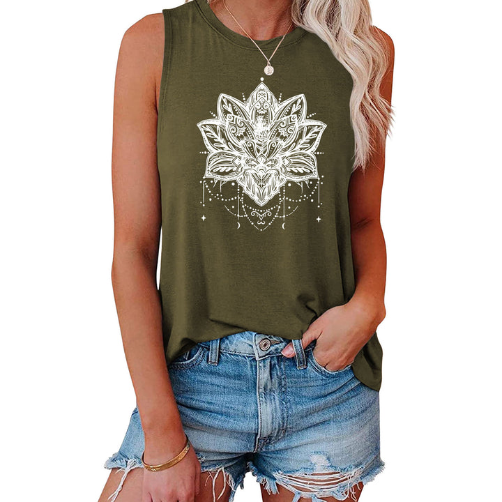 T-shirt sans manches imprimé Lotus Olivenorma