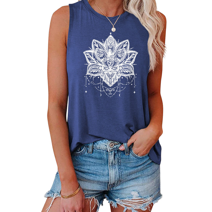T-shirt sans manches imprimé Lotus Olivenorma