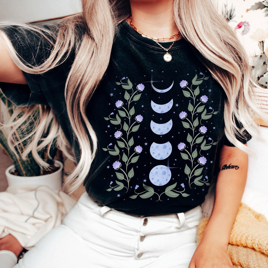 T-shirt Olivenorma avec phases de lune célestes - Noir - 2XL - image 2