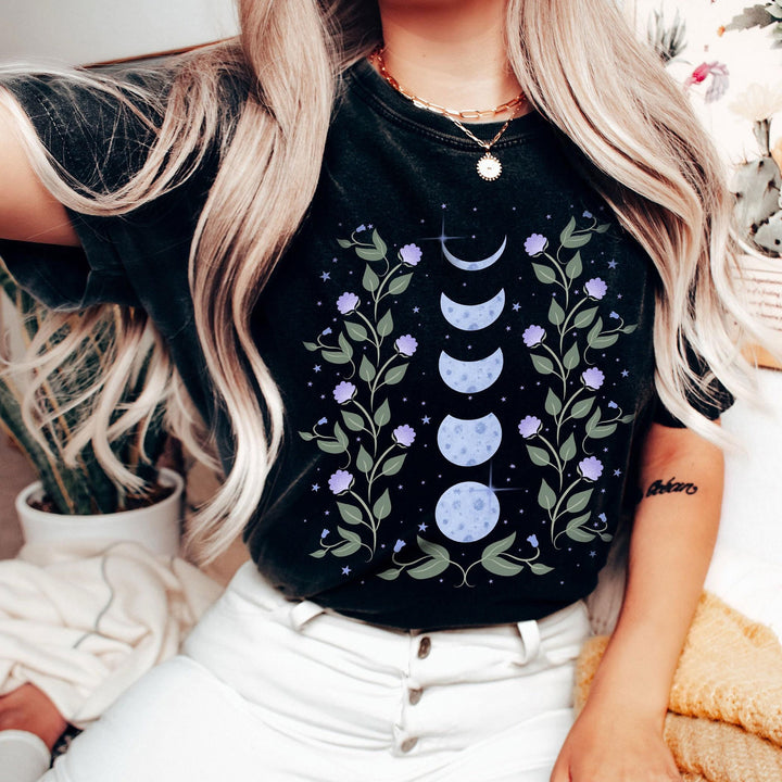 T-shirt Olivenorma avec phases de lune célestes - Noir - 2XL - image 2