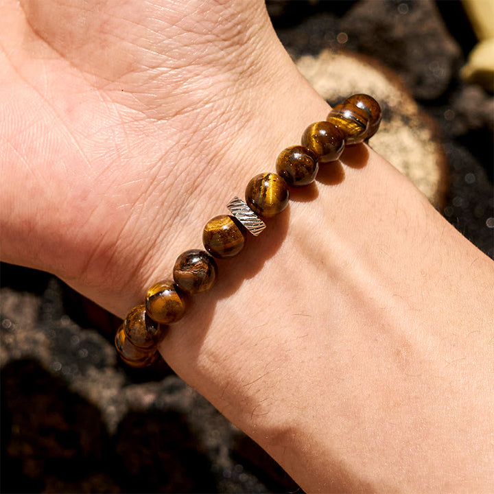 Bracelet en perles d'œil de tigre naturel Olivenorma