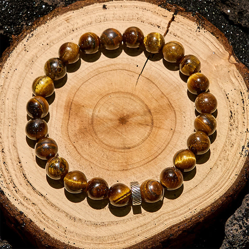 Bracelet en perles d'œil de tigre naturel Olivenorma