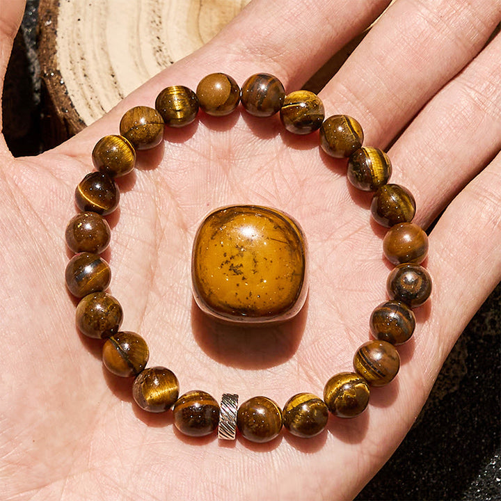 Bracelet en perles d'œil de tigre naturel Olivenorma