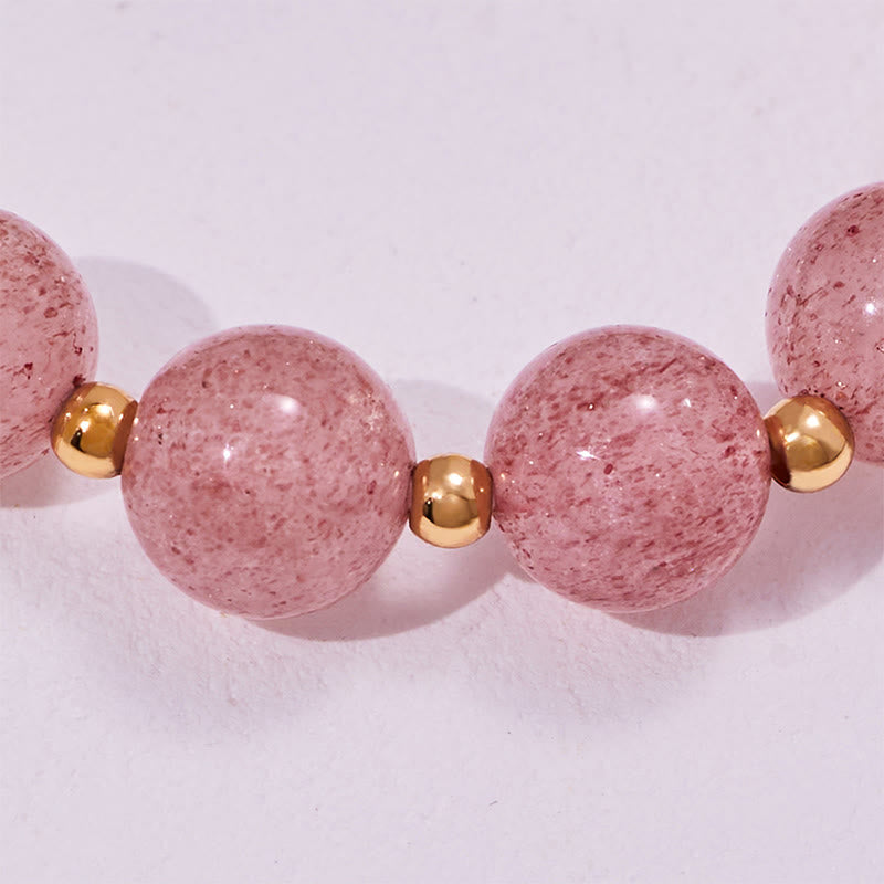 Bracelet Olivenorma en quartz fantôme vert et quartz fraise