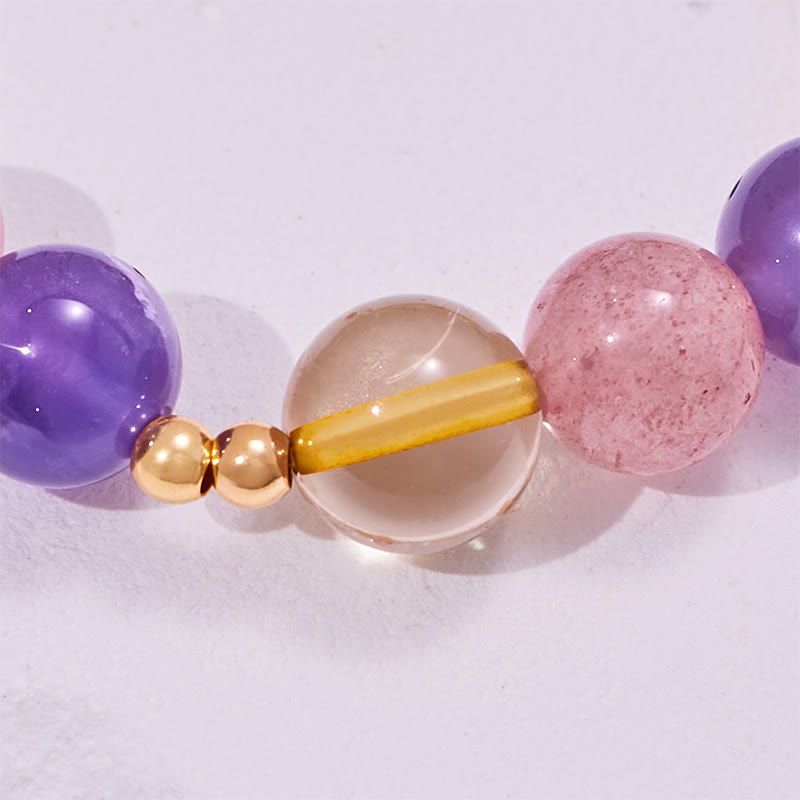 Bracelet Olivenorma en perles de quartz fraise, améthyste, citrine