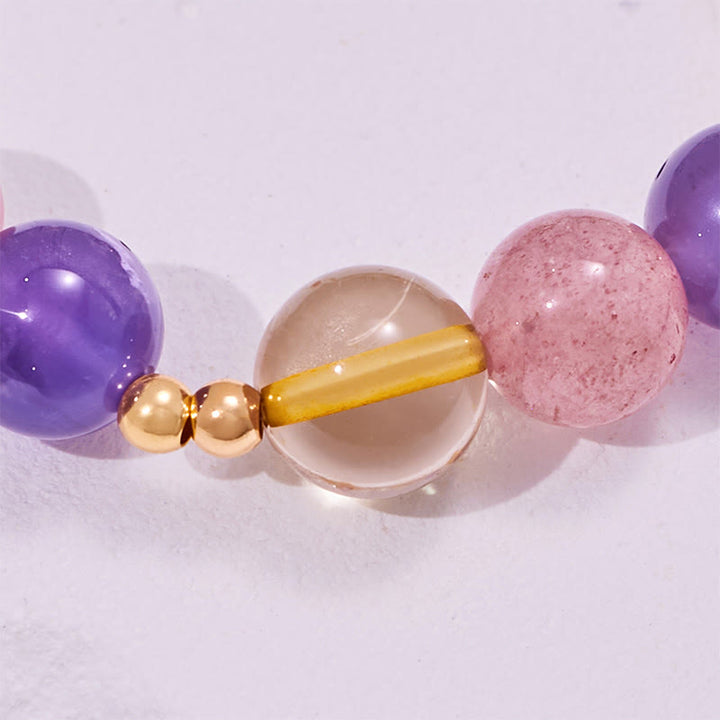Bracelet Olivenorma en perles de quartz fraise, améthyste, citrine
