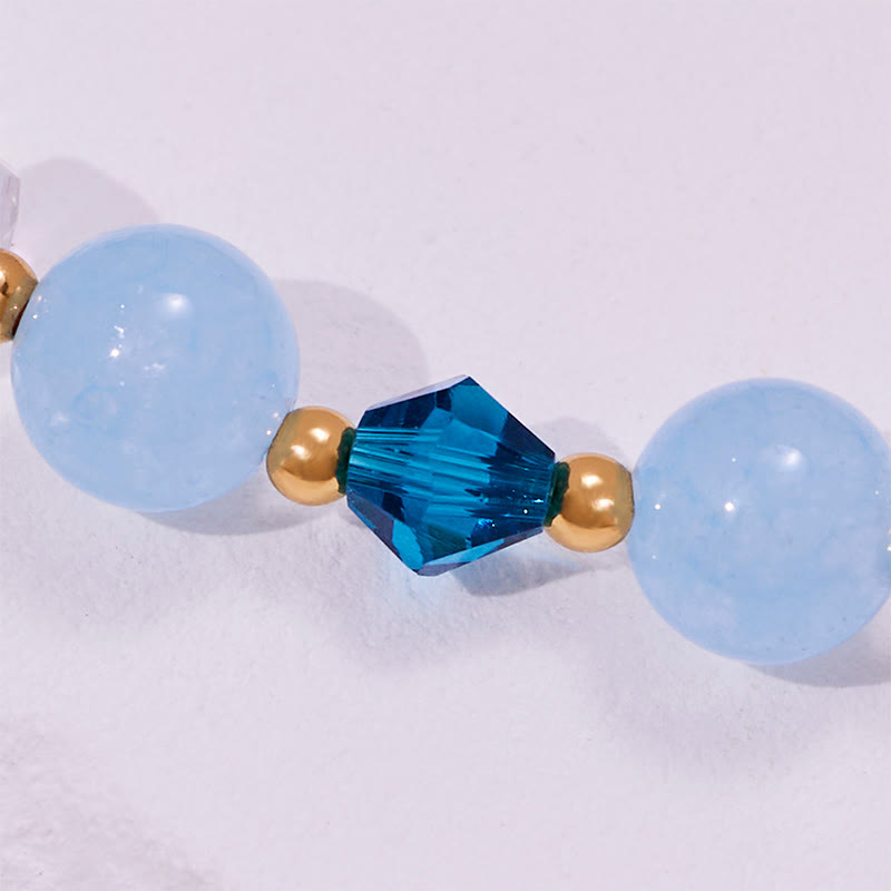 Bracelet queue de baleine en perles de verre transparent aigue-marine Olivenorma