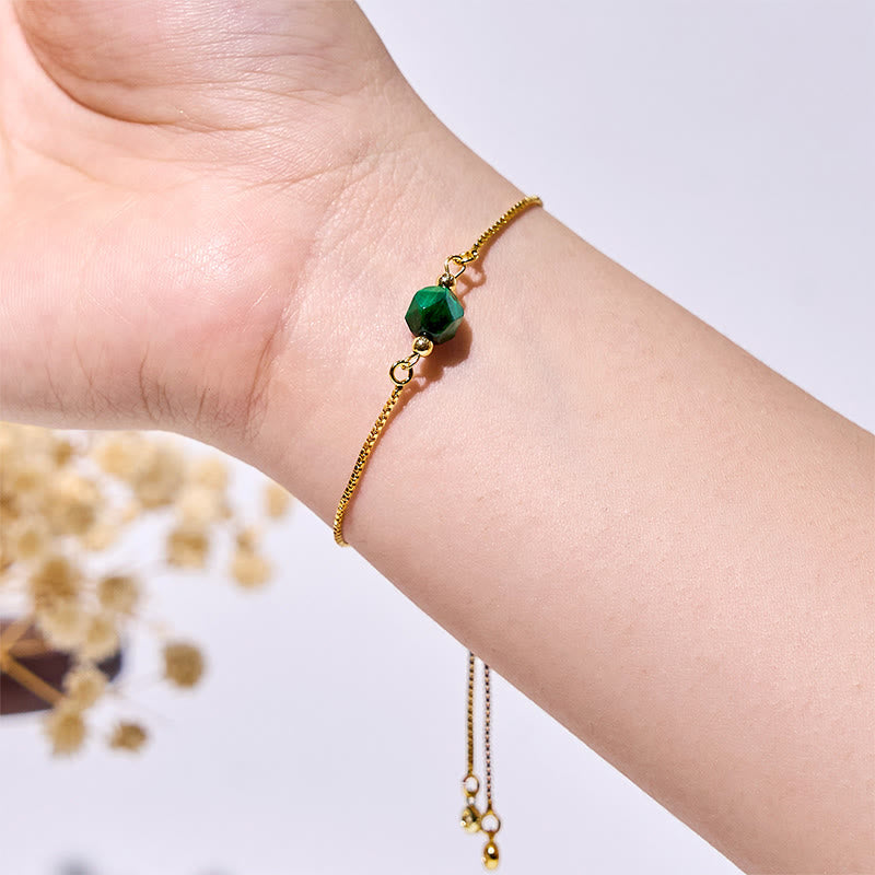 Bracelet en perles d'œil de tigre vert à facettes Olivenorma