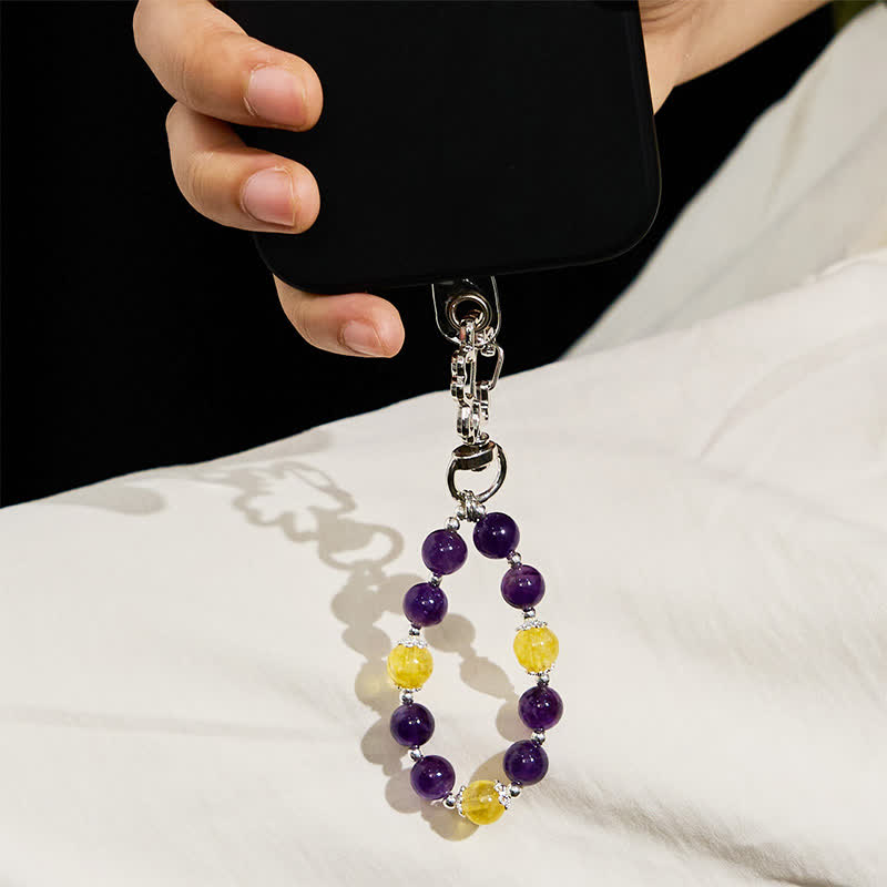 Porte-clés Olivenorma en améthyste et citrine, dragonne en cristal pour téléphone - image 1