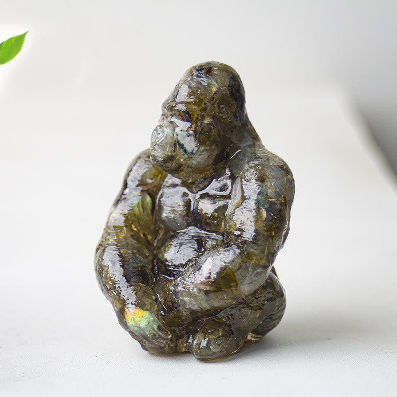 Décoration en pierre précieuse Gorilla en cristal époxy Olivenorma
