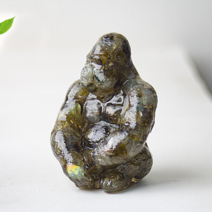 Décoration en pierre précieuse Gorilla en cristal époxy Olivenorma