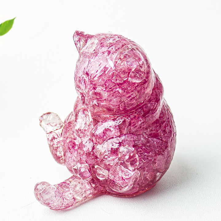 Décoration en pierre précieuse en cristal époxy Olivenorma , chat en chaleur