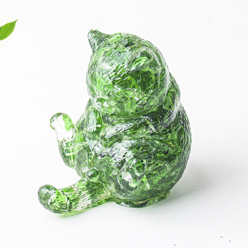 Décoration en pierre précieuse en cristal époxy Olivenorma , chat en chaleur