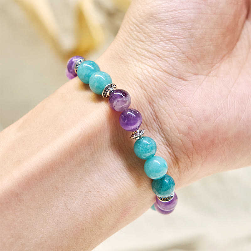 Bracelet d'harmonie Olivenorma « Seraphic » en améthyste et aigue-marine - image 2