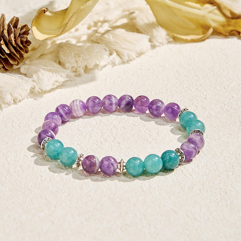 Bracelet d'harmonie Olivenorma « Seraphic » en améthyste et aigue-marine - Pierre naturelle - image 1