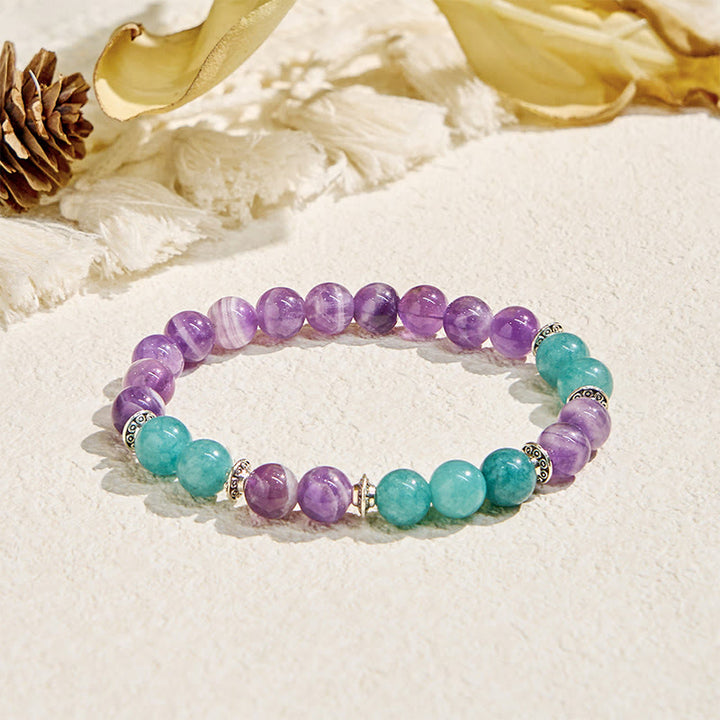 Bracelet d'harmonie Olivenorma « Seraphic » en améthyste et aigue-marine - Pierre naturelle - image 1