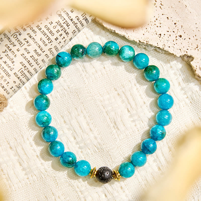 Bracelet Olivenorma « Essence de Balmaara » à l'huile essentielle d'apatite bleue pour le chakra de la gorge - image 8