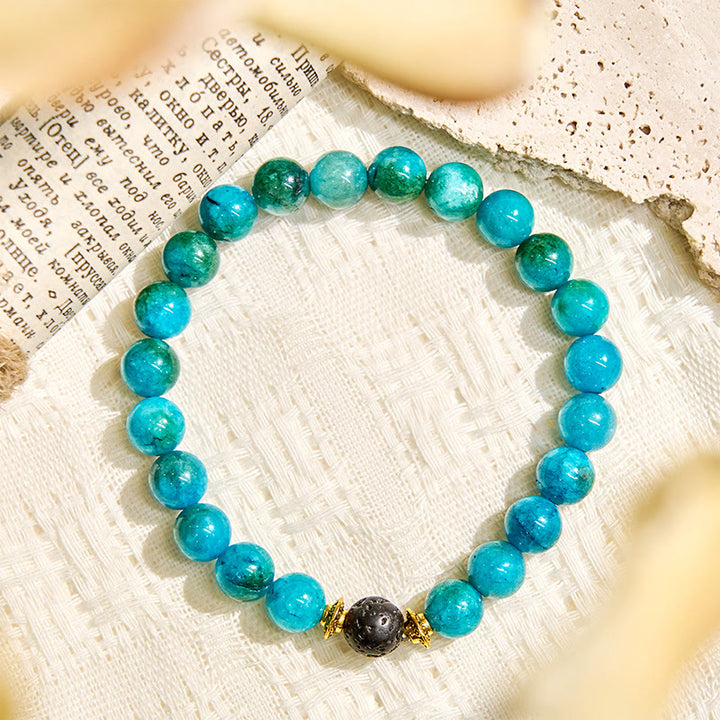 Bracelet Olivenorma « Essence de Balmaara » à l'huile essentielle d'apatite bleue pour le chakra de la gorge - image 8