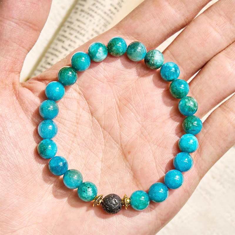 Bracelet Olivenorma « Essence de Balmaara » à l'huile essentielle d'apatite bleue pour le chakra de la gorge - image 7