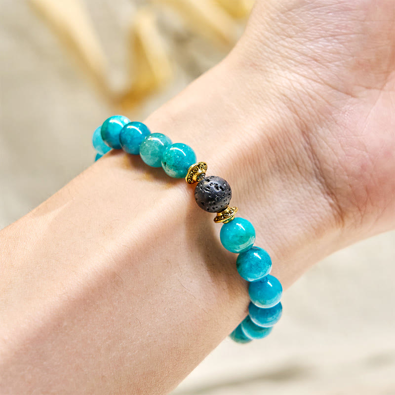 Bracelet Olivenorma « Essence de Balmaara » à l'huile essentielle d'apatite bleue pour le chakra de la gorge - image 6