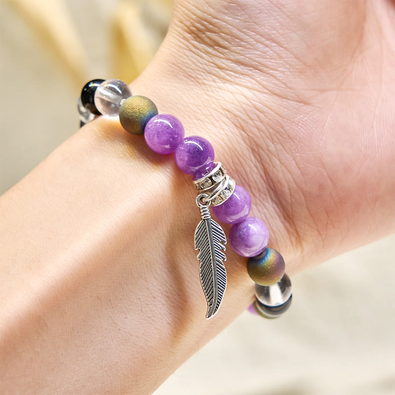 Bracelet purifiant à breloque plume « Earth Song » Olivenorma - image 2