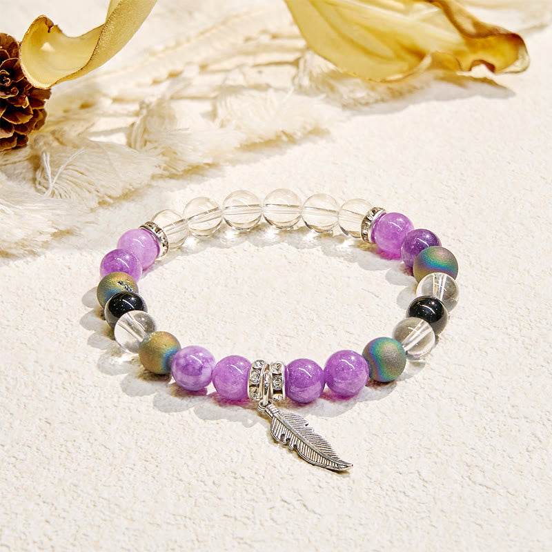 Bracelet purifiant à breloque plume « Earth Song » Olivenorma - Pierre naturelle - image 1
