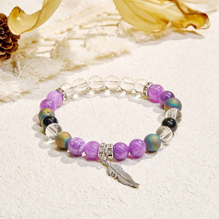 Bracelet purifiant à breloque plume « Earth Song » Olivenorma - Pierre naturelle - image 1