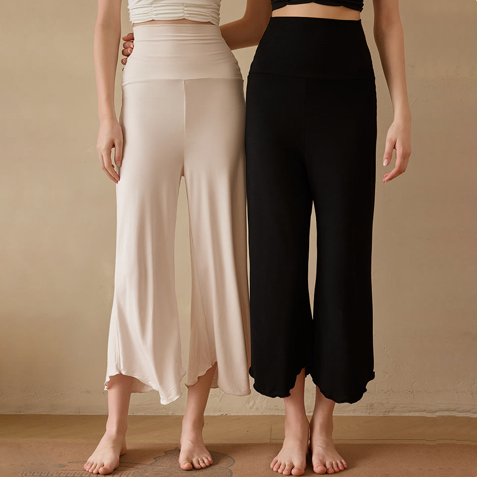 Pantalon de yoga évasé court en lycra extensible uni Olivenorma pour femme - image 0