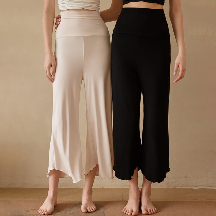 Pantalon de yoga évasé court en lycra extensible uni Olivenorma pour femme - image 0