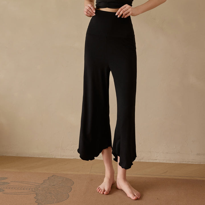 Pantalon de yoga évasé court en lycra extensible uni Olivenorma pour femme - image 5