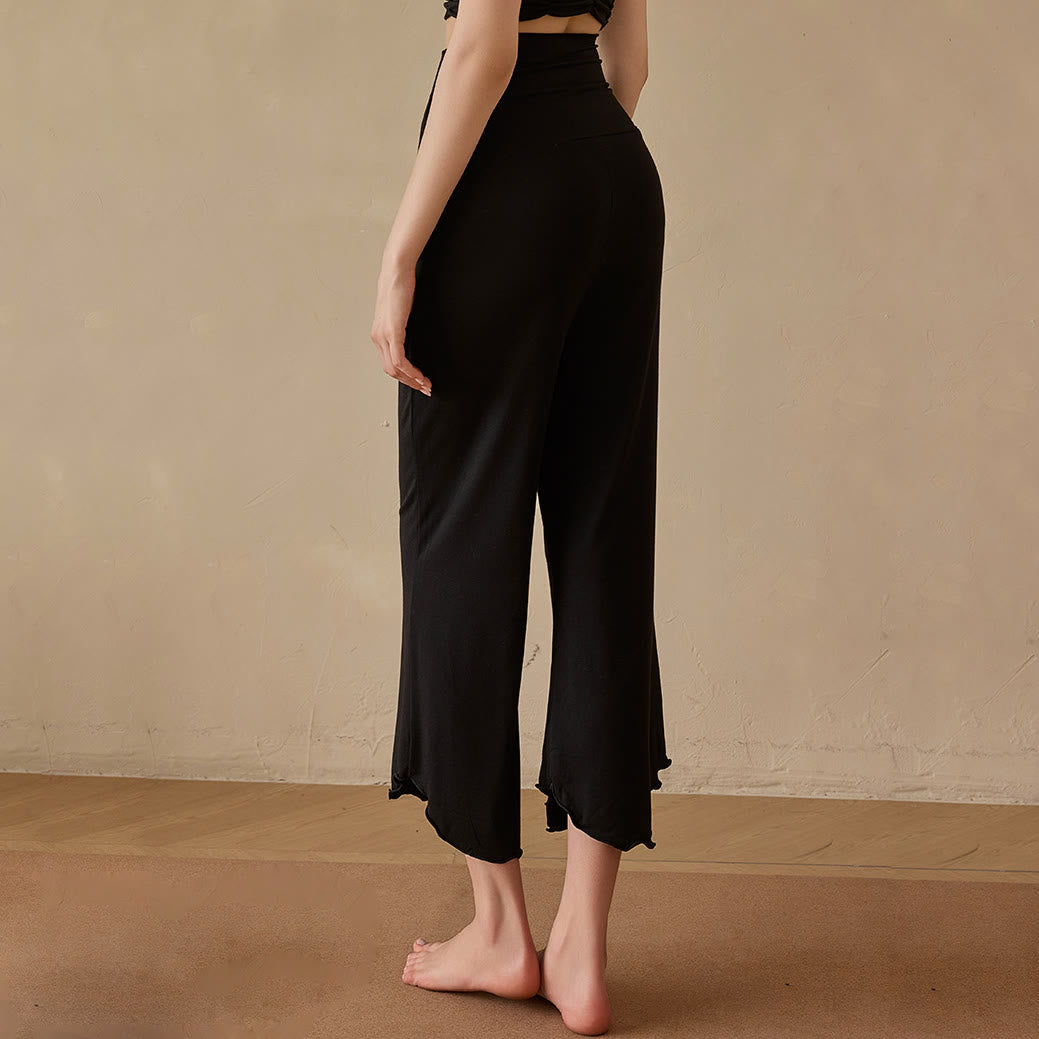 Pantalon de yoga évasé court en lycra extensible uni Olivenorma pour femme - image 6
