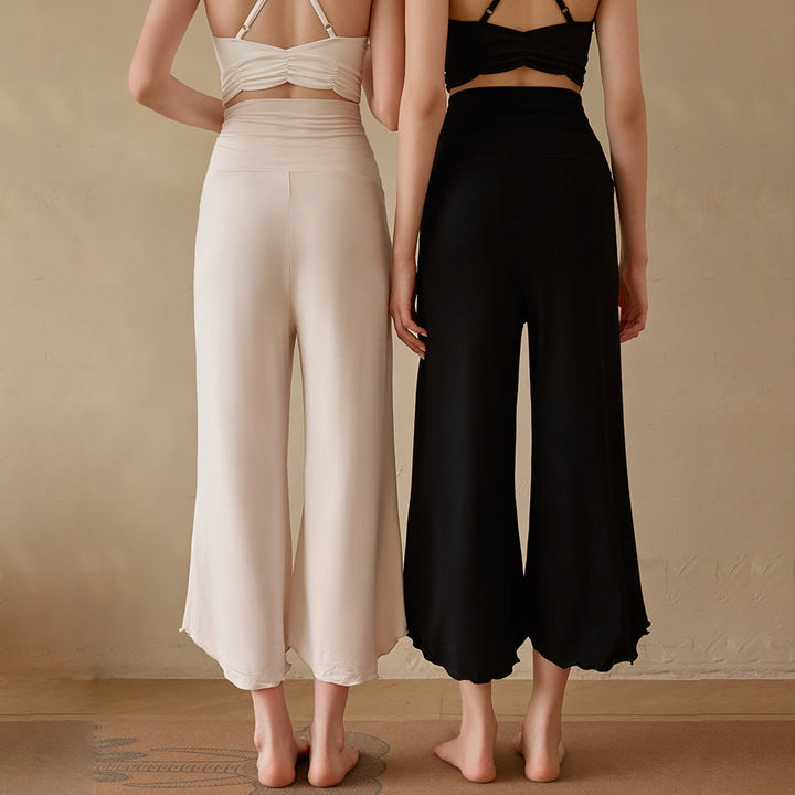Pantalon de yoga évasé court en lycra extensible uni Olivenorma pour femme - image 3