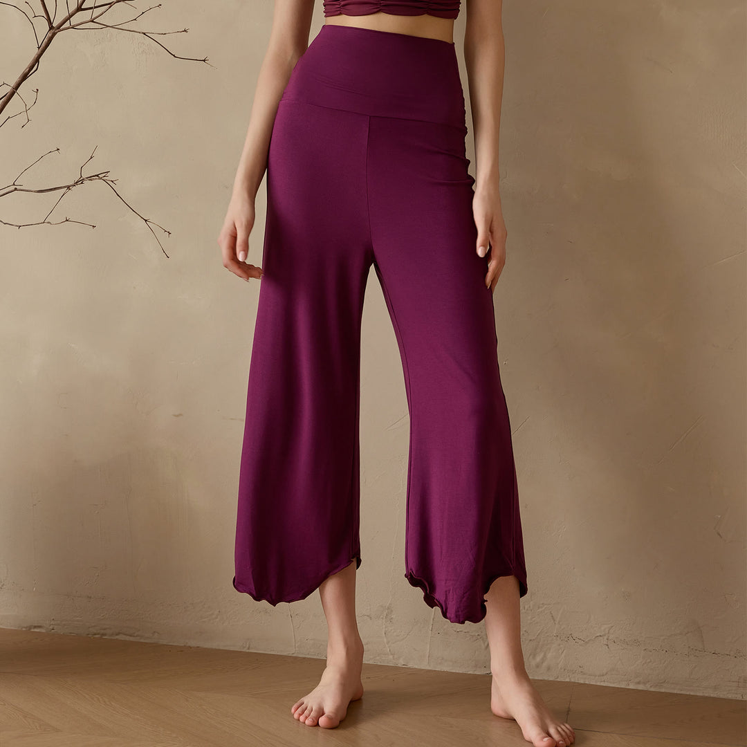 Pantalon de yoga évasé court en lycra extensible uni Olivenorma pour femme - Violet - XL - image 7